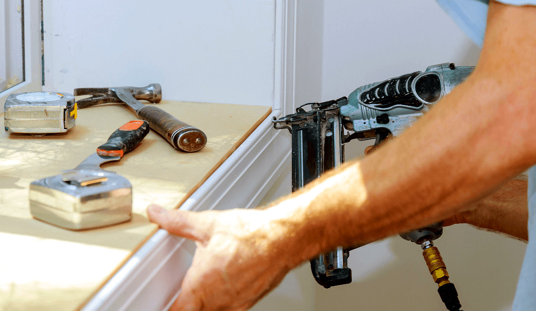 Close-up of finish nailer detail on millwork molding, Connecticut carpentry project
